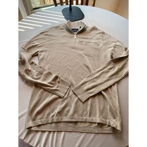 Porter & Ash Mens XL Quarter Zip Sweater Tan Beige Modal Blend Mock Neck